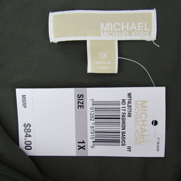 Michael Kors Blouse Shirt Top Womens 1X Dark Green - Picture 3 of 4